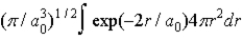 <strong>The radial portion of the de Broglie wavefunction for an electron in the ground state of the hydrogen atom is Ψ<sub>1</sub><sub>s</sub>(r) = 1/( )<sup>1/2</sup> exp(−r/a<sub>0</sub>) where a<sub>0</sub> is the Bohr radius. The probability of finding the electron is</strong> A) B) C) D) E)