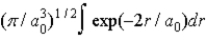 <strong>The radial portion of the de Broglie wavefunction for an electron in the ground state of the hydrogen atom is Ψ<sub>1</sub><sub>s</sub>(r) = 1/( )<sup>1/2</sup> exp(−r/a<sub>0</sub>) where a<sub>0</sub> is the Bohr radius. The probability of finding the electron is</strong> A) B) C) D) E)