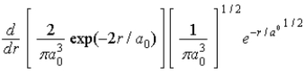 <strong>The radial portion of the de Broglie wavefunction for an electron in the ground state of the hydrogen atom is Ψ<sub>1</sub><sub>s</sub>(r) = 1/( )<sup>1/2</sup> exp(−r/a<sub>0</sub>) where a<sub>0</sub> is the Bohr radius. The probability of finding the electron is</strong> A) B) C) D) E)