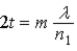<strong>A film of index of refraction n<sub>1</sub> coats a surface with index of refraction n<sub>2</sub>. When n<sub>1</sub> < n<sub>2</sub>, the condition for constructive interference for reflected monochromatic light of wavelength λ in air is</strong> A) . B) . C) . D) . E) .