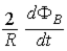 <strong>A metal rod of length L in a region of space where a constant magnetic field points into the page rotates about an axis through its center at constant angular velocity ω. The ends, A and E, make contact with a split ring that connects to an external circuit. The current in the external circuit of resistance R has magnitude </strong> A) 0. B) . C) . D) . E) .