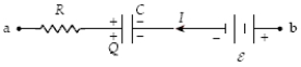 <strong>If R = 2.0 kΩ, C = 4.0 mF, ε = 8.0 V, Q = 20 mC, and I = 3.0 mA, what is the potential difference V<sub>b</sub> − V<sub>a</sub>? </strong> A) +7.0 V B) +19 V C) +9.0 V D) −3.0 V E) −14 V