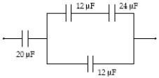 <strong>What is the equivalent capacitance of the combination shown? </strong> A) 29 μF B) 10 μF C) 40 μF D) 25 μF E) 6.0 μF