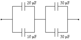 <strong>What is the equivalent capacitance of the combination shown? </strong> A) 20 μF B) 90 μF C) 22 μF D) 4.6 μF E) 67 μF