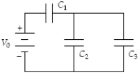 <strong>Determine the energy stored in C<sub>2</sub> when C<sub>1</sub> = 15 μF, C<sub>2</sub> = 10 μF, C<sub>3</sub> = 20 μF, and V<sub>0</sub> = 18 V. </strong> A) 0.72 mJ B) 0.32 mJ C) 0.50 mJ D) 0.18 mJ E) 1.60 mJ
