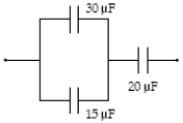<strong>What is the total energy stored in the group of capacitors shown if the charge on the 30-μF capacitor is 0.90 mC? </strong> A) 29 mJ B) 61 mJ C) 21 mJ D) 66 mJ E) 32 mJ