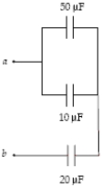 <strong>What total energy is stored in the group of capacitors shown if the potential difference V<sub>ab</sub> is equal to 50 V? </strong> A) 48 mJ B) 27 mJ C) 37 mJ D) 19 mJ E) 10 mJ