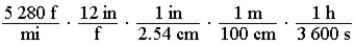 <strong>Which of the following products of ratios gives the conversion factor to convert miles per hour to meters per second ?</strong> A) B) C) D) E)