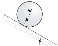 <strong>A solid cylinder rolls without slipping down an incline as shown in the figure. The linear acceleration of its center of mass is </strong> A) (5/7)g sin θ B) (1/2)g sin θ C) (2/3)g sin θ D) (3/5)g sin θ E) (4/5)g sin θ