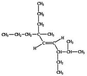 <strong>Select the correct name for the following compound. </strong> A)cis-3-ethyl-2,6-dimethyl-6-propyl-4-nonene B)trans-3-ethyl-2,6-dimethyl-6-propyl-4-nonene C)cis-7-ethyl-4,8-dimethyl-4-propyl-5-nonene D)trans-7-ethyl-4,8-dimethyl-4-propyl-5-nonene E)None of these choices are correct.