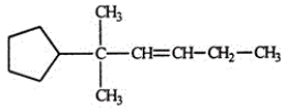 <strong>Select the correct name for the following compound. </strong> A)1,1-dimethyl-1-cyclopentyl-2-pentane B)1,1-dimethyl-2-hexene-cyclopentane C)2-cyclopentyl-2-methyl-3-hexene D)5,5-dimethyl-5-cyclopentyl-3-pentane E)5,5-dimethyl-5-cyclopentyl-3-pentene