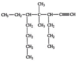 <strong>Select the correct name for the following compound. </strong> A)5-butyl-4,4-dimethyl-3-propyl-1-heptene B)5-ethyl-4-4-dimethyl-3-propyl-1-nonyne C)5-ethyl-6-6-dimethyl-7-propyl-8-nonyne D)4,6-diethyl-5-5-dimethyl-4-decyne E)5-ethyl-4-4-dimethyl-3-propyl-1-nonene