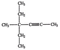 <strong>Select the correct name for the following compound. </strong> A)4-4-diethyl-2-pentyne B)2,2-diethyl-3-pentyne C)2-ethyl-2-methyl-4-hexyne D)4-ethyl-4-methyl-2-hexyne E)2-ethyl-2-methyl-4-hexene