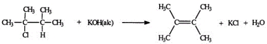 <strong>2-chloro-2,3-dimethylbutane will react with potassium hydroxide dissolved in alcohol to produce 2,3-dimethyl-2-butene. What type of reaction is this? </strong> A)Addition B)Elimination C)Substitution D)Oxidation E)Displacement