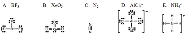 <strong>Which one of the following Lewis structures is definitely incorrect? </strong> A)A B)B C)C D)D E)E