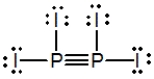 <strong>Select the best Lewis structure for P<sub>2</sub>I<sub>4</sub>.</strong> A) B) C) D) E)None of these choices are correct.