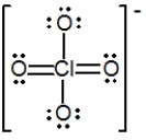 <strong>The formal charge on Cl in the structure shown for the perchlorate ion is </strong> A)−2 B)−1 C)0 D)+1 E)+2