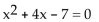 Use ZERO (or ROOT)to find the solutions to the equation. Round to two decimal places. -