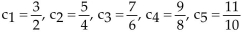 <strong>Write out the first five terms of the sequence. </strong> A) B)c C) D)
