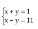 <strong>Verify that the values of the variables listed are solutions of the system of equations. x = -6, y = -5</strong> A)solution B)not a solution