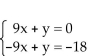 <strong>Solve the system of equations by substitution. </strong> A)x = 1, y = -9; (1, -9) B)x = -1, y = 9; (-1, 9) C)x = 1, y = 18; (1, 18) D)x = -1, y = -9; (-1, -9)