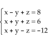 <strong>Solve the system of equations. </strong> A)x = -2, y = -1, z = 9; (-2, -1, 9) B)x = 2, y = -1, z = 9; (2, -1, 9) C)x = -2, y = -1, z = -9; (-2, -1, -9) D)x = 2, y = -1, z = -9; (2, -1, -9)
