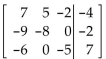 Write the system of equations associated with the augmented matrix. Do not solve. -