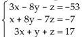 Solve the system of equations using Cramerʹs Rule if it is applicable. If Cramerʹs Rule is not applicable, say so. -