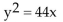 <strong>Find an equation of the parabola described. Focus at (11, 0); directrix the line x = -11</strong> A) B) C) D)