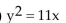 <strong>Find an equation of the parabola described. Focus at (11, 0); directrix the line x = -11</strong> A) B) C) D)