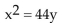 <strong>Find an equation of the parabola described. Focus at (11, 0); directrix the line x = -11</strong> A) B) C) D)