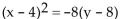 <strong>Find an equation for the parabola described. Vertex at (4, 8); focus at (4, 6)</strong> A) B) C) D)