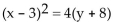 <strong>Find an equation for the parabola described. Vertex at (3, -8); focus at (3, -9)</strong> A) B) C) D)