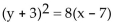 <strong>Find an equation for the parabola described. Vertex at (7, -3); focus at (9, -3)</strong> A) B) C) D)