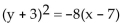 <strong>Find an equation for the parabola described. Vertex at (7, -3); focus at (9, -3)</strong> A) B) C) D)