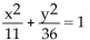 <strong>Find an equation for the ellipse described. Center at (0, 0); focus at (5, 0); vertex at (6, 0)</strong> A) B) C) D)