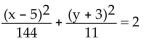 <strong>Find an equation for the ellipse described. Center at (5, 3); focus at (12, 3); vertex at (14, 3)</strong> A) B) C) D)
