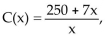 Find a formula for the inverse of the function described below. -An organization determines that the cost per person of chartering a bus is given by the formula where x is the number of people in the group and C(x)is in dollars.
