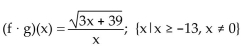 <strong>For the given functions f and g, find the requested function and state its domain. f(x)= Find f ∙ g.</strong> A) B) C) D)