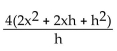 <strong>Find and simplify the difference quotient of f, for the function. f(x)= </strong> A)4(2x+h) B) C) D)4