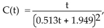 Write the word or phrase that best completes each statement or answers the question. Solve the problem. -The concentration C (arbitrary units)of a certain drug in a patientʹs bloodstream can be modeled using where t is the number of hours since a 500 milligram oral dose was administered.Using the TABLE feature of a graphing utility, find the time at which the concentration of the drug isgreatest. Round to the nearest tenth of an hour.