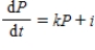 Suppose a country's population at any time t grows in accordance with the rule where P denotes the population at any time t, k is a positive constant reflecting the natural growth rate of the population, and i is a constant giving the (constant) rate of immigration into the country. If the total population of the country at time t = 0 is P<sub>0</sub>, find an expression for the population at any time t.