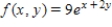 Find the volume of the solid bounded above by the surfac   and below by the plane region R.   ; R is the triangle with vertices (0, 0), (2, 0) and (0, 2).<div style=padding-top: 35px> 