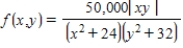 The population density of a certain city is given by the function where the origin (0, 0) gives the location of the government center. Find the population inside the rectangular area described by . Enter your answer as an expression.