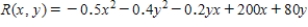 The total weekly revenue (in dollars) of Country Workshop associated with manufacturing and selling their rolltop desks is given by the function Where x denotes the number of finished units and y denotes the number of unfinished units manufactured and sold each week. Compute and when x = 200 and y = 180. Interpret your results. 