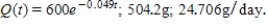 <strong>Phosphorus 32 has a half-life of 14.2 days. If 600 g of this substance are present initially, find the amount present after t days. What amount will be left after 3.55 days? How fast is the phosphorus 32 decaying when t = 3.55? </strong> A) B) C) D) 