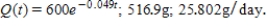 <strong>Phosphorus 32 has a half-life of 14.2 days. If 600 g of this substance are present initially, find the amount present after t days. What amount will be left after 3.55 days? How fast is the phosphorus 32 decaying when t = 3.55? </strong> A) B) C) D) 
