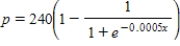 The monthly demand for a certain brand of table wine is given by the demand equation where p denotes the wholesale price per case (in dollars) and x denotes the number of cases demanded. Find the rate of change of the price to the nearest hundredth of a cent per case when x = 1,000. __________ cents per case What is the price per case when x = 1,000. $__________ / case