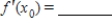 Let . Find the derivative f '(x) of f(x). f '(x) = __________ Find the point on the graph of f where the tangent line to the curve is horizontal. __________ Sketch the graph of f and the tangent line to the curve at the point where the tangent line to the curve is horizontal. Select the correct graph by entering A, B, or C. __________ A B C Let represent the point on the graph of f where the tangent line to the curve is horizontal. What is the rate of change of f at this point? 