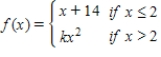 <strong>Let Find the value of k that will make f continuous on . </strong> A) B) C) D) E)